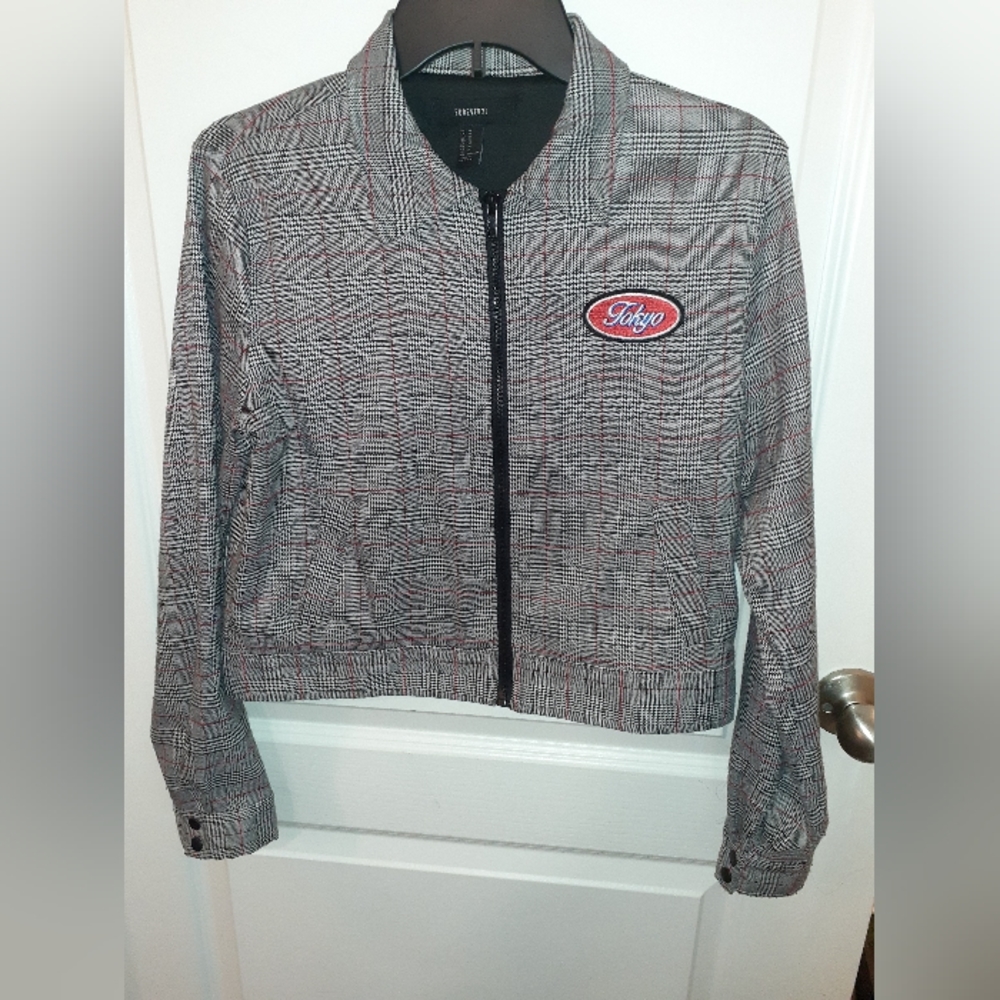 Forever 21 Glen Plaid Tokyo Zip-Front Jacket